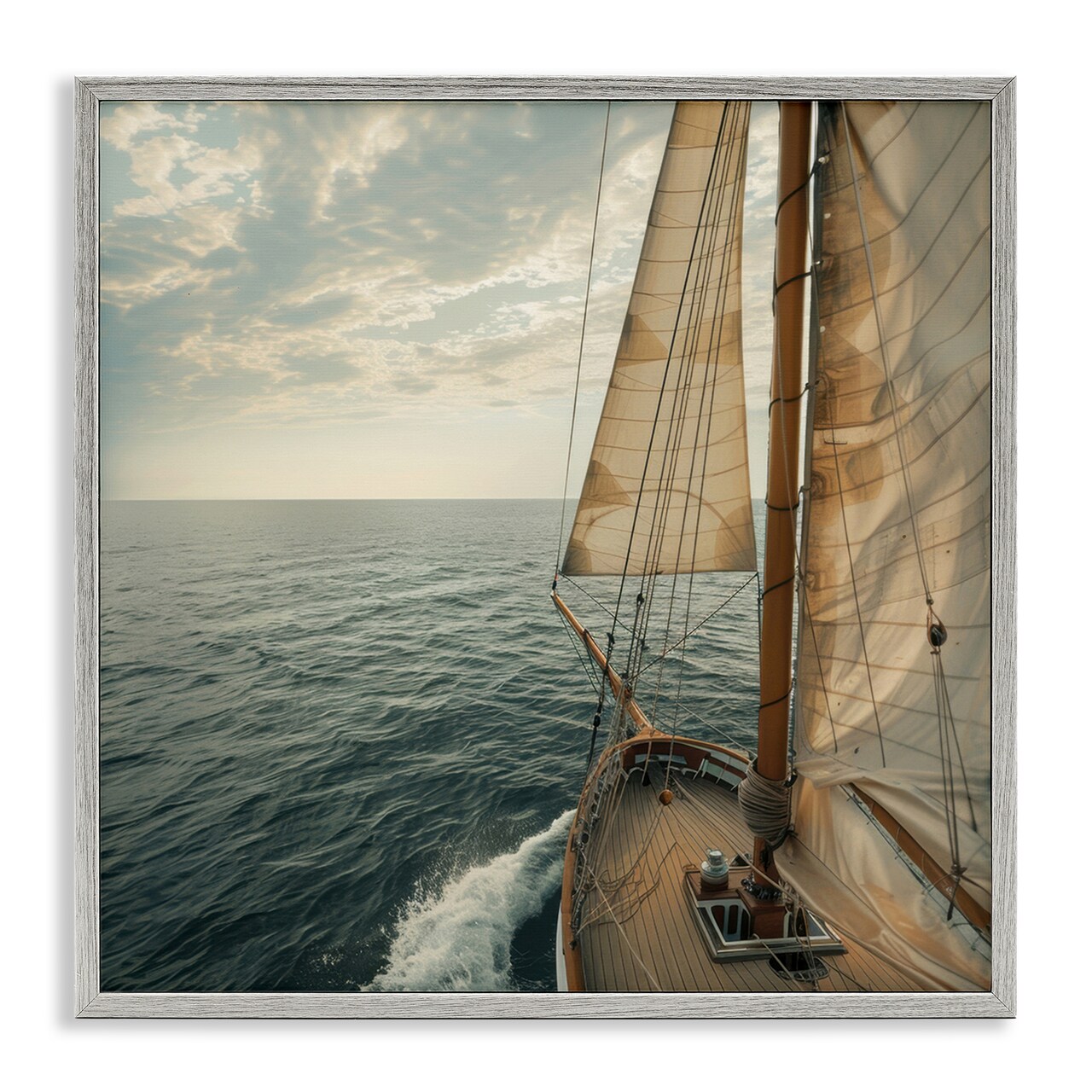 Stupell Industries Open Sails on Sea Framed Giclee Wall Art Design by LSR Design Studio